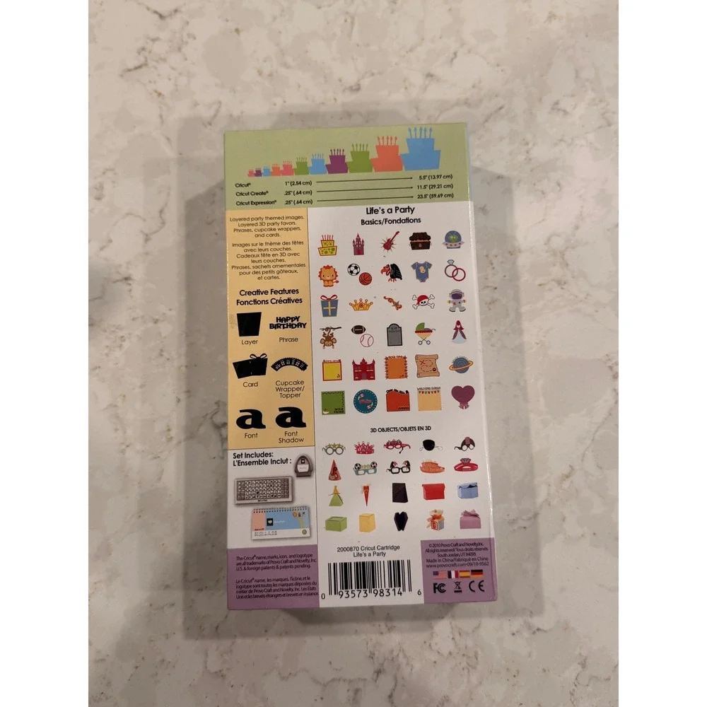 Cricut‎ Life's a Party Shapes Cartridge 3Birds 2000870 New Open Box Scrapbook